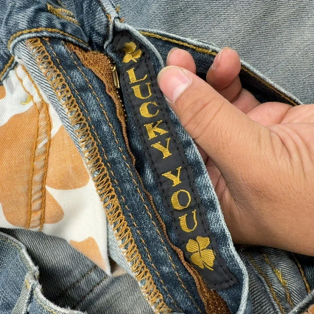 Vintage Lucky Brand Jeans Mens 32 Blue Denim Bootcut Zip Fly Y2K Style